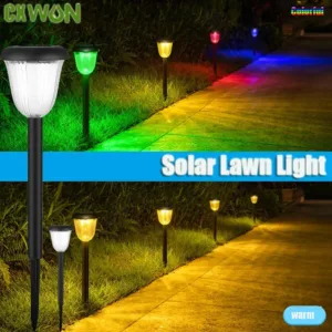Solar Lights Outdoor Garden Colorful Warm Light Lantern Waterproof Landscape Lighting Pathway Yard Lawn Garden Decoration
