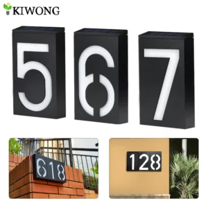 Solar Address Number Plate Sign Lamp Solar Powered House Number Doorplate Lamps 6 LED Lights Hotel Door Digital Solar Light
