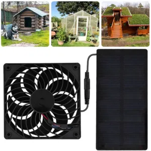 2W 4V Solar Exhaust Fan IP65 Waterproof Mini Ventilation Fan Outdoor Camping Solar Fan For Greenhouses Pet Houses RVs Black