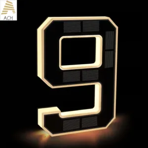 23cm Solar LED Address Sign, Digital House Number Light,Shopping Mall Door Address Smart Sensing LED Lights,No Wiring Required