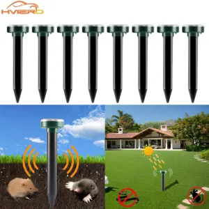 1/2/4/8/12Pcs Solar Powered Ultrasonic Sonic Mouse Mole Pest Rodent Repeller Transmitted Vibration Wave Yard LED Outdoor Park
