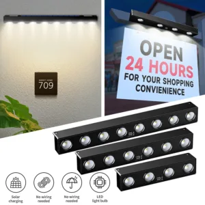 Solar Sign Light Outdoor LED Wall Lamp Address Light Dusk to Dawn Sunlight for Billboard Mailbox House Number Porch Fence Garden