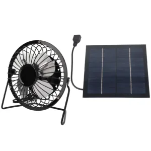 Solar USB Cooling Fan Power Bank Fan 5W  Solar Panel Powered USB Cooling Iron Fan Power Bank Fan for Home  Outdoor