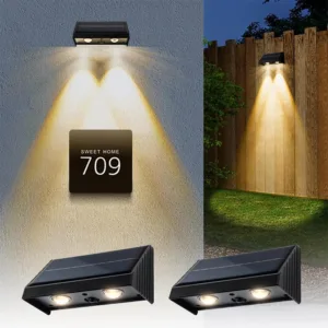 Solar Powered Garden Light Waterproof Solar Fence Light Outdoor LED Wall Lamp for Patio Balcony House Number Address Sign