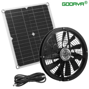 100W Exhaust Fan With Solar Panel Sets Round Ventilation Case Exhaust Fan for Outdoor Chicken Coop Greenhouse Shed Fan